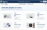 Capture d'écran de la page des projets