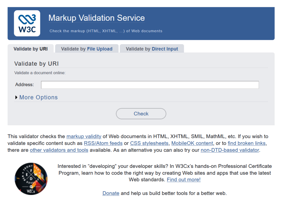 W3C HTML validation form