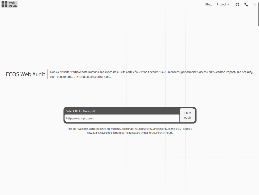 Minimalist WebAudits.org homepage