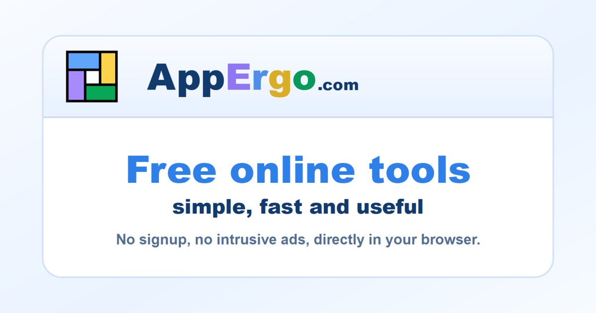 AppErgo — 150+ Free Online Tools, No Signup, No Ads